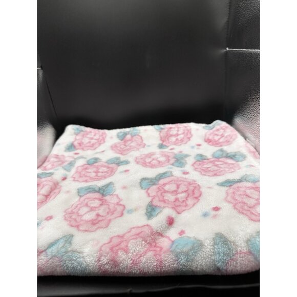 Baby Essentials Vtg Pink Roses Flowers Floral Security Baby Blanket Fleece 30” - Picture 2 of 16